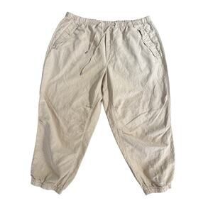 Gap Women's XXL Tan Linen Cotton Blend Barrel Crop Pants